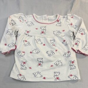 Gymboree - long sleeve Cream Baby Top with Bunny Design